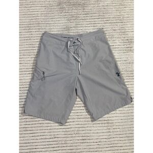 Under Armour Mens HeatGear Board Shorts Gray Size 30 Swim Trunks Zipper Pocket